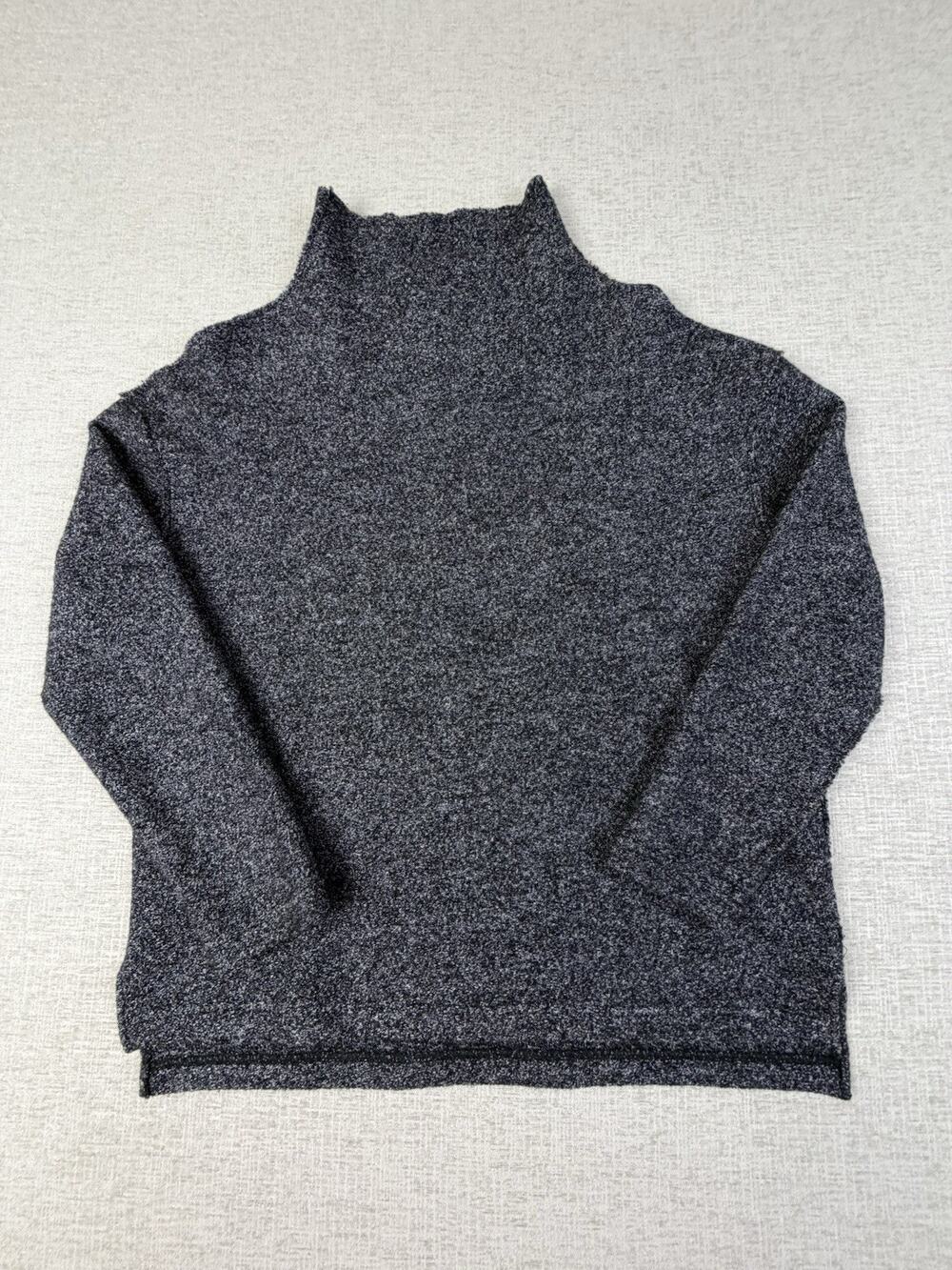 Maison Scotch Women’s Black White Marled Cold Shoulder Mock Neck Sweater